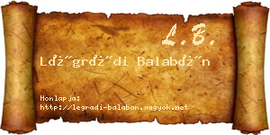 Légrádi Balabán névjegykártya